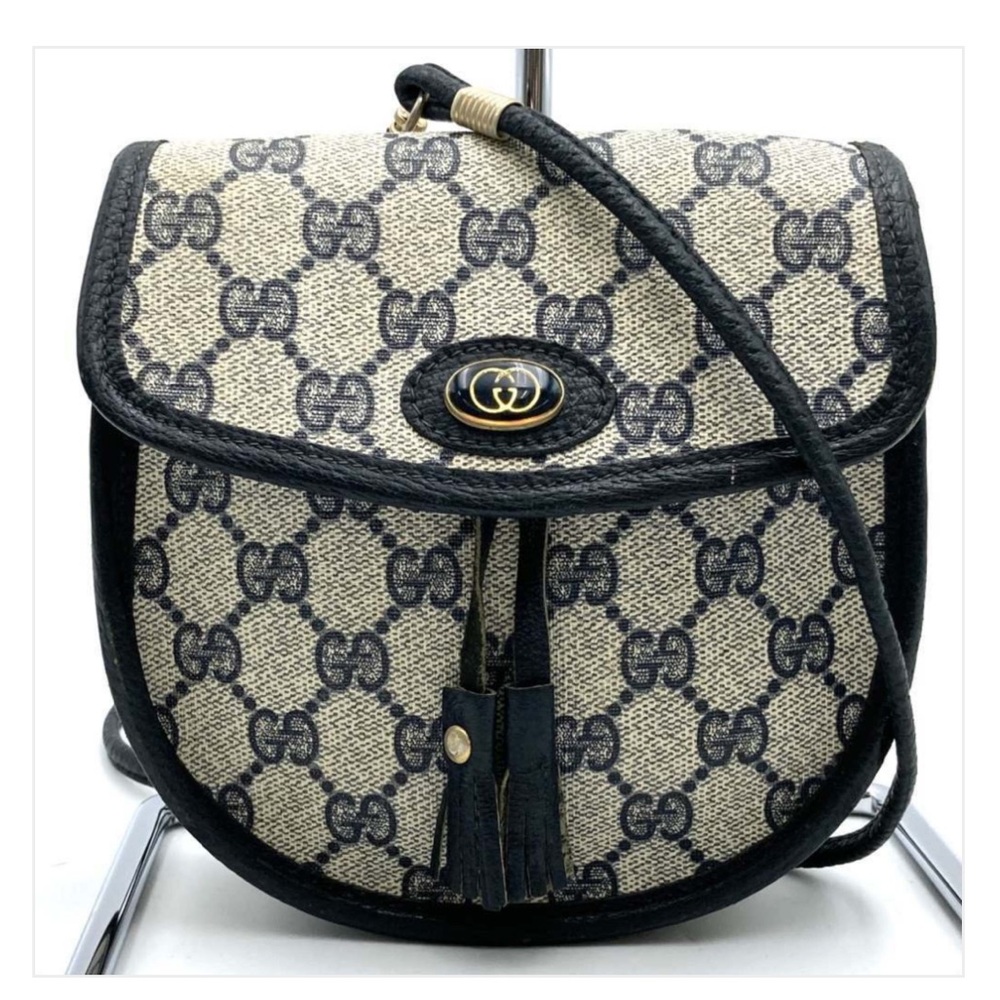 Vintage Gucci Navy GG Supreme Leather Pochette Crossbody Bag